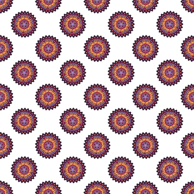 Patrón de mandala vectorial sin costuras en fondo blanco