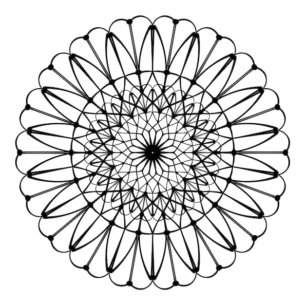 Patrón de mandala vectorial Elemento de página de libro para colorear Fondo de encaje de garabato Adorno decorativo