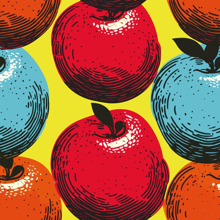 El patrón de manzanas de colores sin costuras