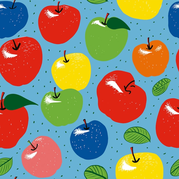El patrón de manzanas de colores sin costuras