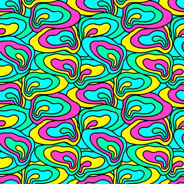 Patrón maravilloso psicodélico con manchas abstractas de colores rayas manchas en un estilo trippy