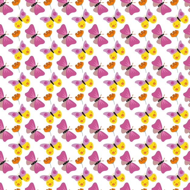 Patrón de mariposa de vector libre dibujado a mano