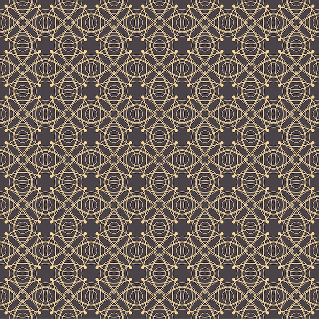 Patrón marrón abstracto geométrico vector decorativo sin costuras de líneas de puntos y círculos