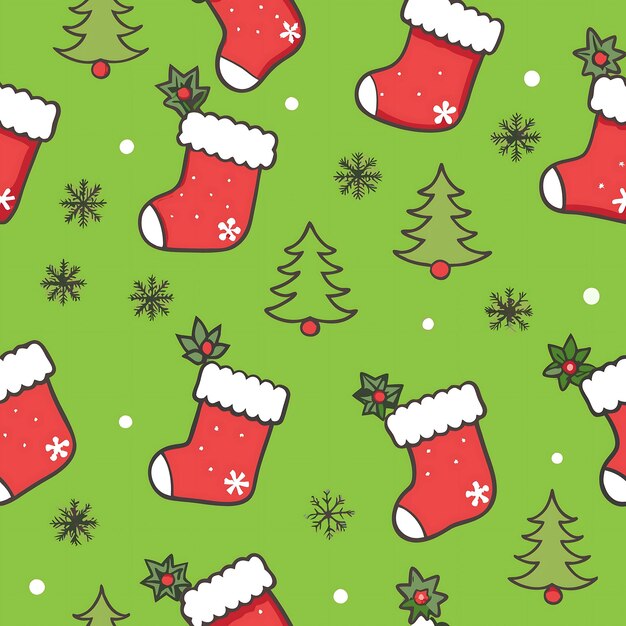 Patrón de medias navideñas festivas para papel de embalaje y decoraciones navideñas