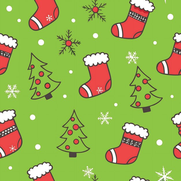 Patrón de medias navideñas festivas para papel de embalaje y decoraciones navideñas