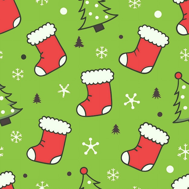 Patrón de medias navideñas festivas para papel de embalaje y decoraciones navideñas