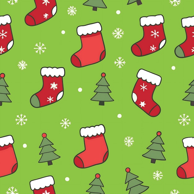 Patrón de medias navideñas festivas para papel de embalaje y decoraciones navideñas