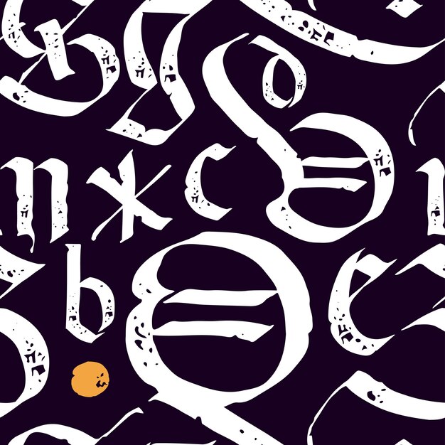 Patrón medieval sin fisuras de letras caligráficas impresión de texto grunge Blackletter caligrafía gótica