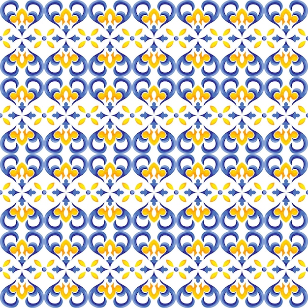 Patrón mediterráneo tema azul y amarillo.