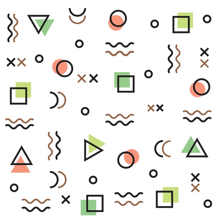 Vector patrón de memphis de formas geométricas. colorido patrón de estilo de memphis