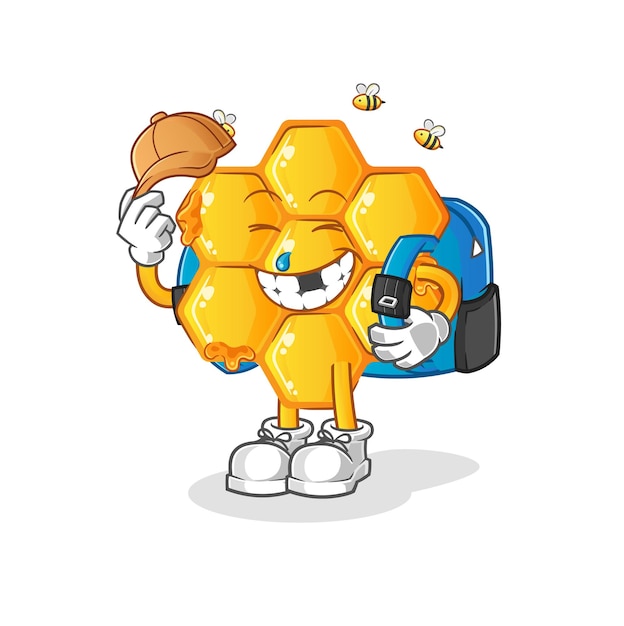 El patrón de miel va al vector escolar. personaje animado