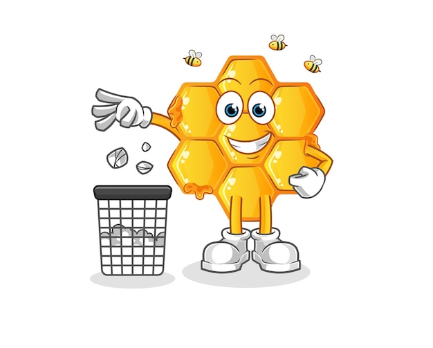 Patrón de miel Lanzar mascota de basura. vector de dibujos animados