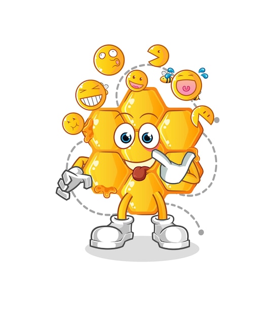 El patrón de miel se ríe y se burla del personaje. vector de mascota de dibujos animados