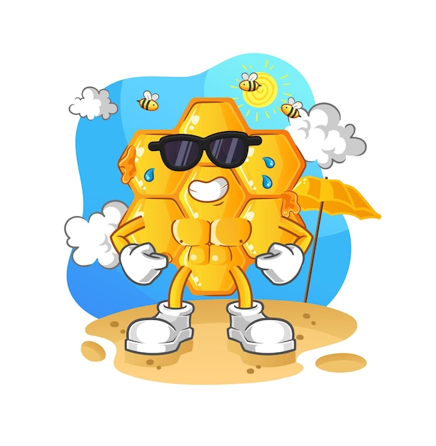 patrón de miel tomando el sol en verano. vector de caracteres