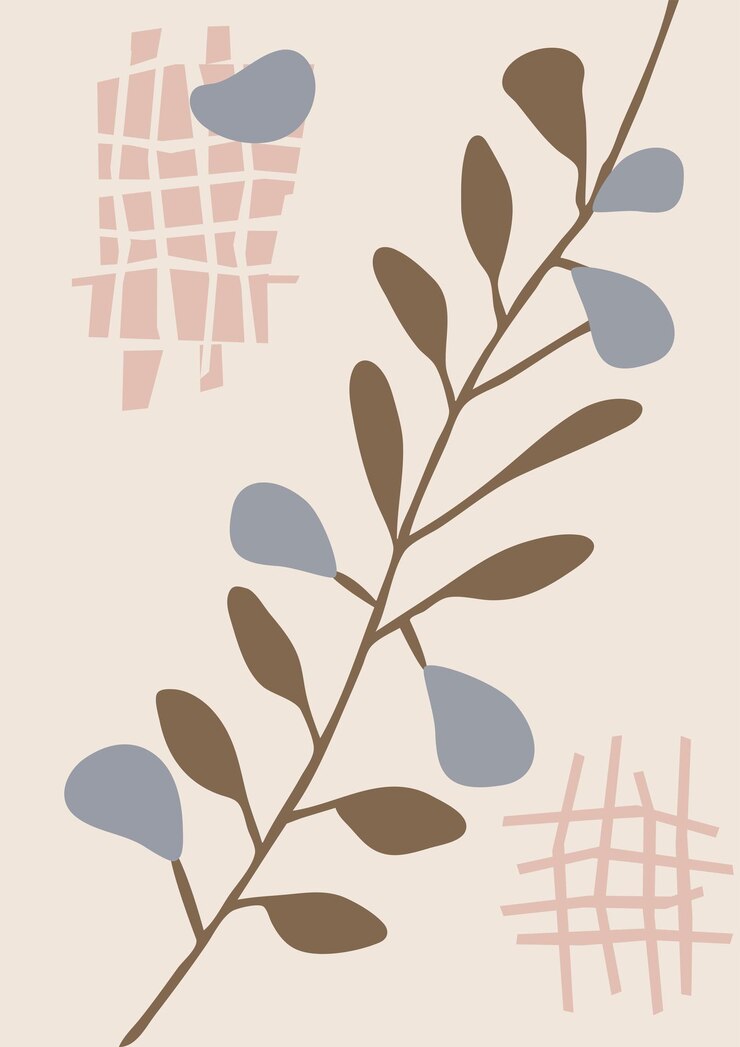 Patrón minimalista abstracto con rama