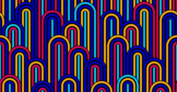 Vector patrón minimalista geométrico de vector lineal transparente, fondo de mosaico de líneas abstractas, tejido a rayas, laberinto óptico, rayas retorcidas. diseño colorido.