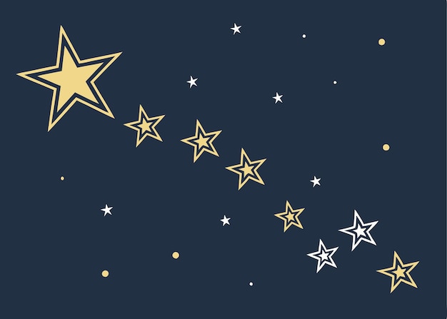 Patrón minimalista de pequeñas estrellas doradas y plateadas esparcidas sobre un fondo azul oscuro de medianoche
