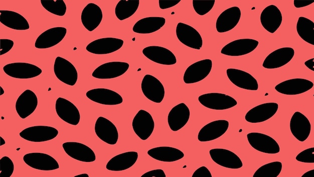 Patrón mínimo de semillas de sandía negra en fondo rojo Vector de textura de sandía roja