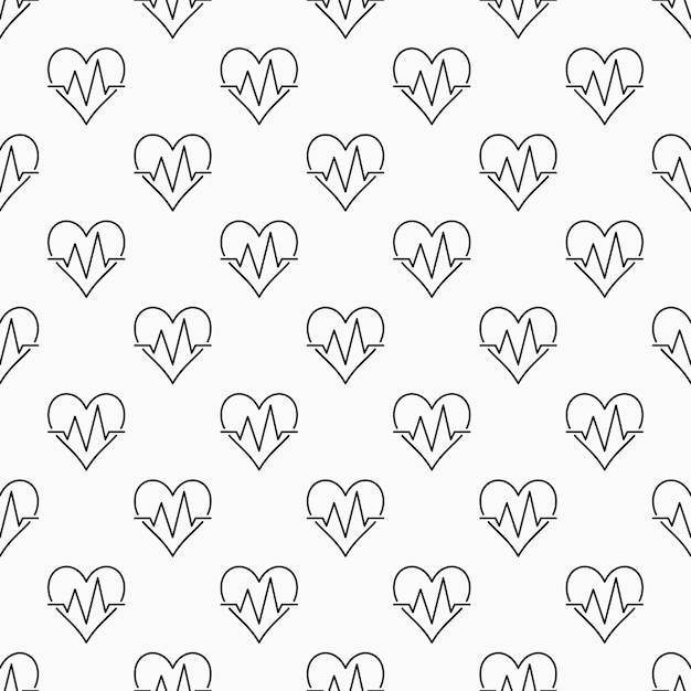 Patrón mínimo transparente de vector de pulso de corazón