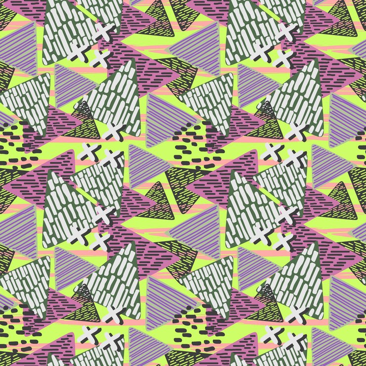 Patrón de moda vintage triángulo geométrico dibujado a mano