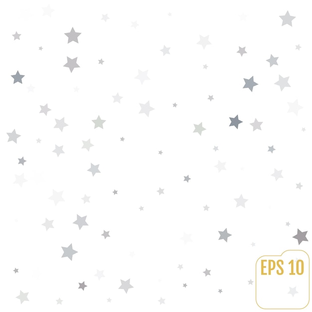 Patrón moderno blanco abstracto con estrellas plateadas Ilustración vectorial Fondo brillante Textura de lámina plateada