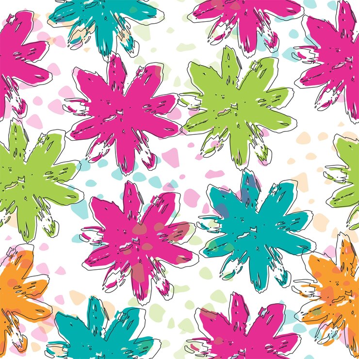 Vector patrón moderno de piel de animal con formas de flores.