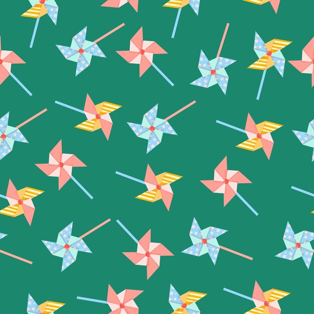 Patrón de molino de viento Juguete de origami para niños Molino de viento en un palo Ilustración vectorial