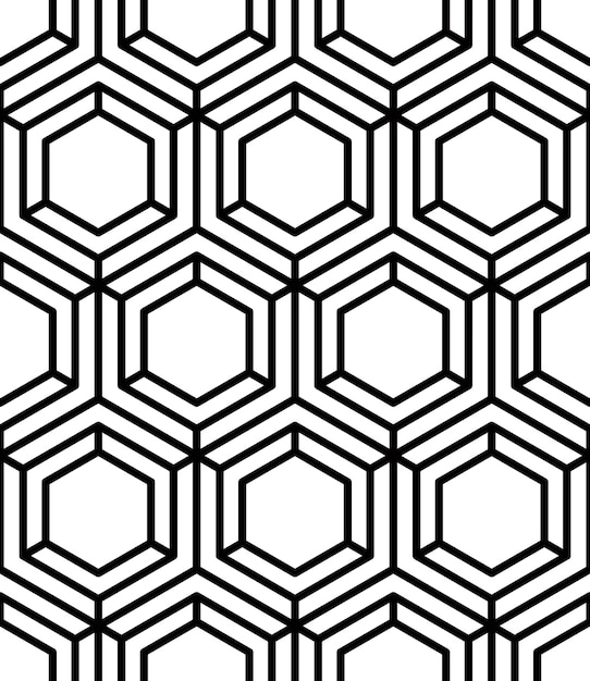 Patrón monocromático continuo ilusorio, fondo abstracto decorativo con figuras geométricas 3d. El telón de fondo ornamental sin costuras en contraste, se puede utilizar para diseño y textil.
