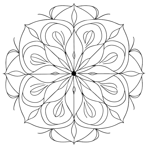 Patrón monocromático dibujado a mano o diseño de mandala o diseño de página de libro para colorear