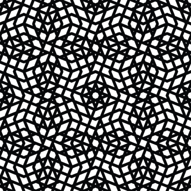 Patrón monocromo desordenado sin costuras con líneas paralelas, textil de mosaico geométrico infinito en blanco y negro, cubierta visual web con textura vectorial abstracta.