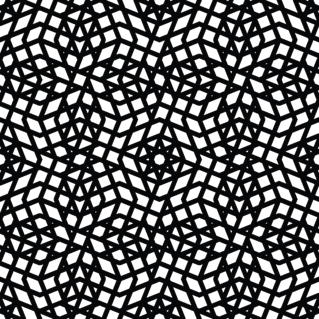 Patrón monocromo desordenado sin costuras con líneas paralelas, textil de mosaico geométrico infinito en blanco y negro, cubierta visual web con textura vectorial abstracta.