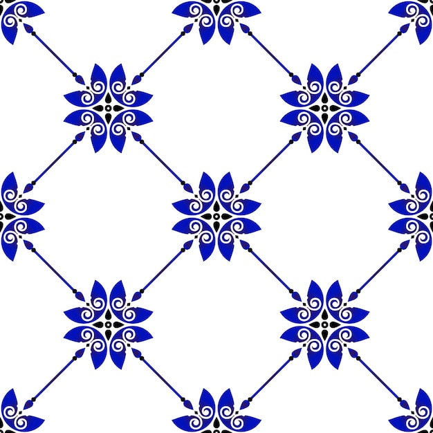 Vector patrón de mosaico azul y blanco