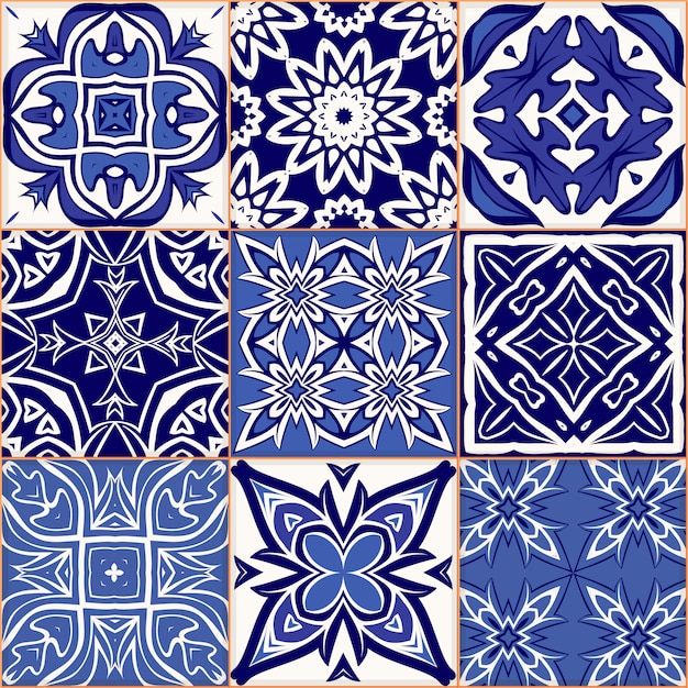 Patrón de mosaico sin costuras, azulejos, adornos