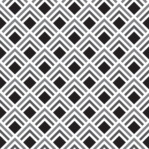 Vector patrón de mosaico cuadrado sin costuras en formato vectorial eps10 en blanco y negro