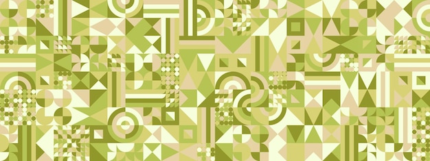 Patrón de mosaico plano sobre fondo verde geométrico