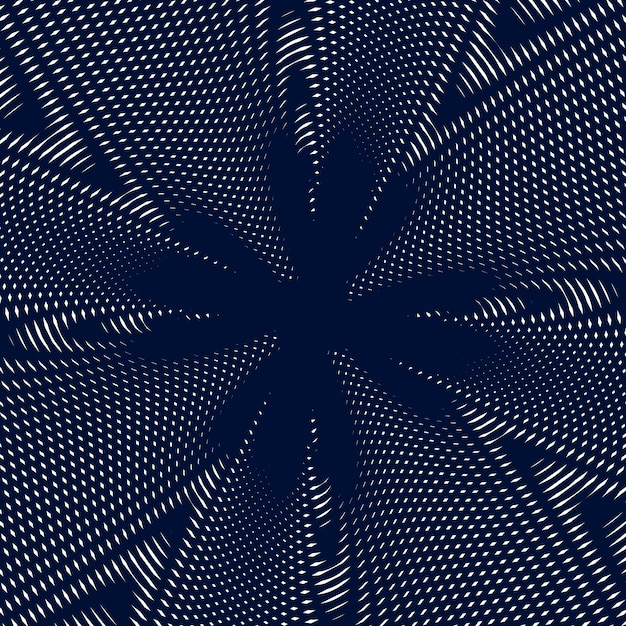 Patrón muaré, fondo op art. Telón de fondo hipnótico con líneas negras geométricas. Mosaico vectorial abstracto.