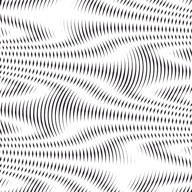 Patrón muaré, fondo op art. Telón de fondo hipnótico con líneas negras geométricas. Mosaico vectorial abstracto.
