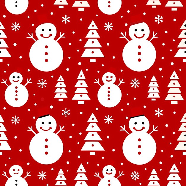 Patrón de muñeco de nieve de Navidad sin costuras con un fondo rojo audaz para diseños festivos