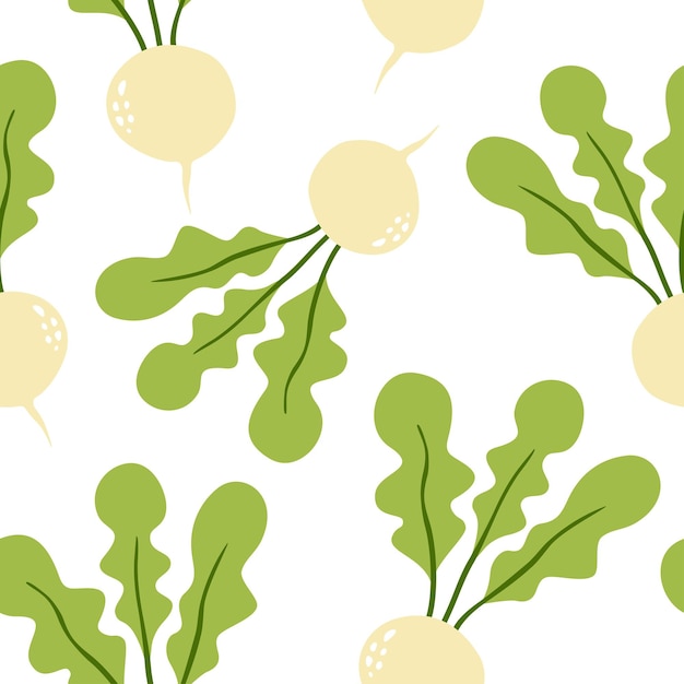 Patrón de nabo maduro Ilustración vectorial aislada sobre fondo blanco Diseño de dibujos animados para papel textil envoltura de regalos menú de decoración interior