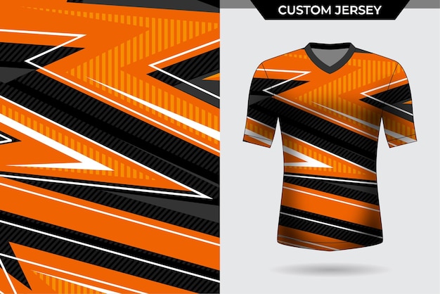 Patrón naranja negro geométrico abstracto para camiseta jersey sport