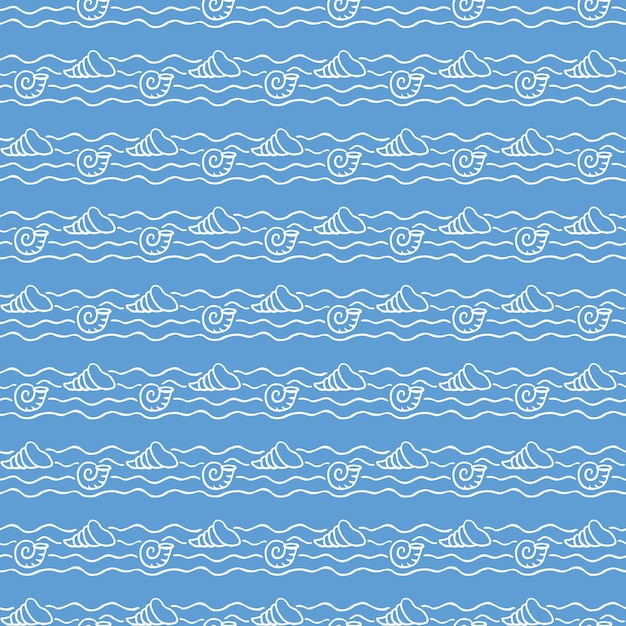 Patrón náutico, animales marinos sobre olas. Fondo de verano. Ilustración de estilo elegante y de lujo.