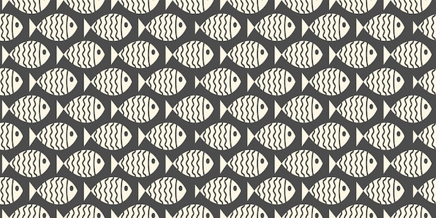 Patrón náutico sin costuras con peces de dibujos animados de natación