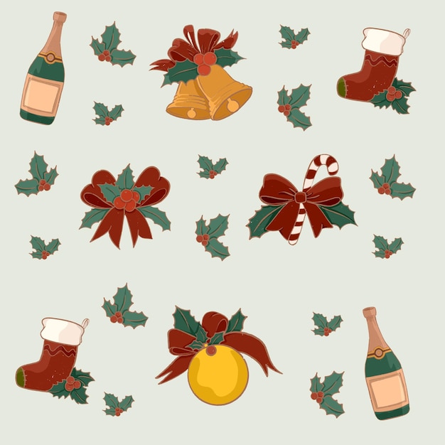 Vector patrón navidad con adornos ilustración