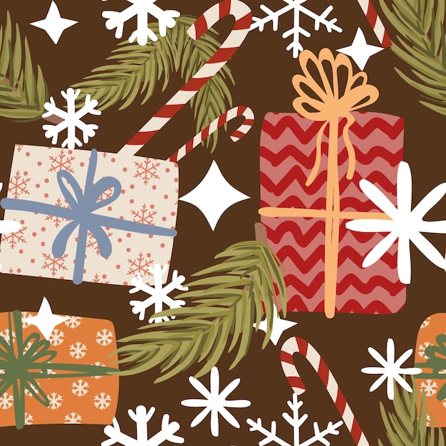 patrón de Navidad de año nuevo plantilla vectorial con elementos lindos para el diseño