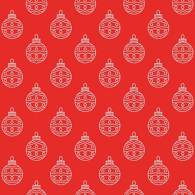 Vector patrón de navidad con bola blanca de juguete de año nuevo en tarjetas de felicitación de venta roja