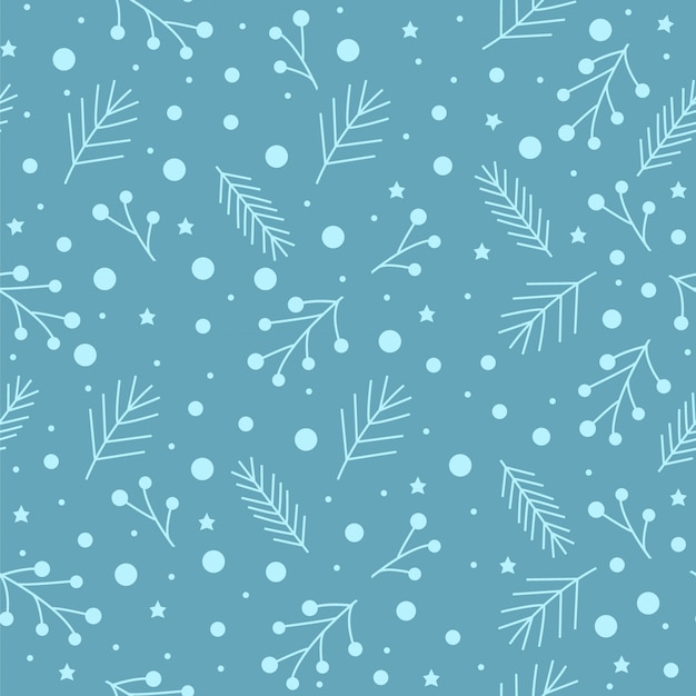Patrón de Navidad con copos de nieve y ramas.