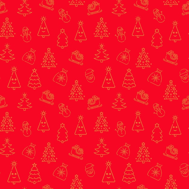 Patrón de Navidad sin costuras con accesorios de árbol de Navidad copos de nieve Accesorios de Navidad Ilustración vectorial