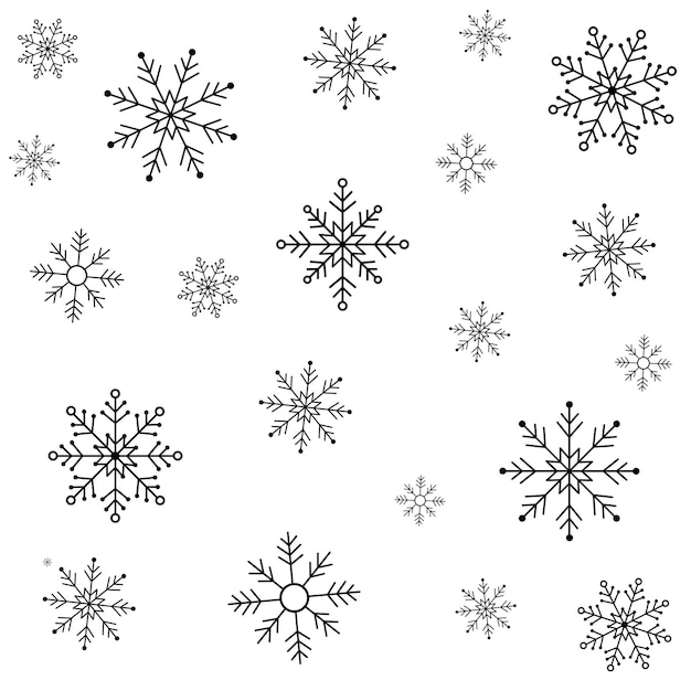 Patrón de Navidad sin costuras con copos de nieve aislados en blanco