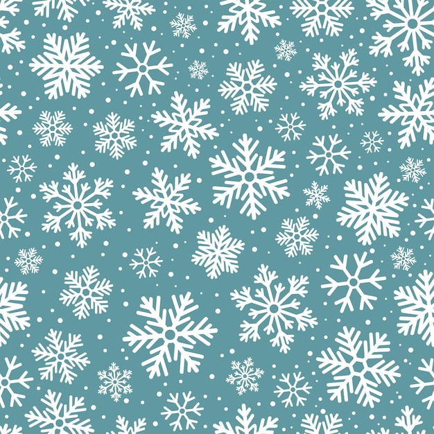 Patrón de Navidad sin costuras con copos de nieve. Fondo de invierno. Ilustración de vector de feliz año nuevo.