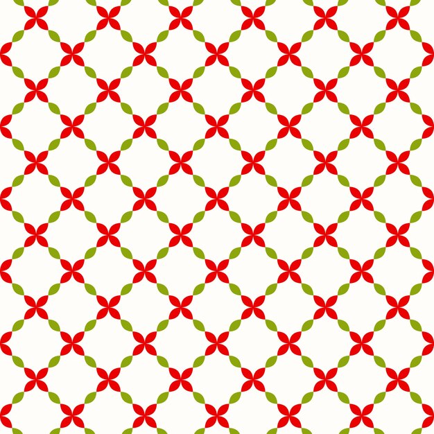 Patrón de Navidad sin costuras de estilo geométrico poinsettia rojo hojas rojas y verdes.